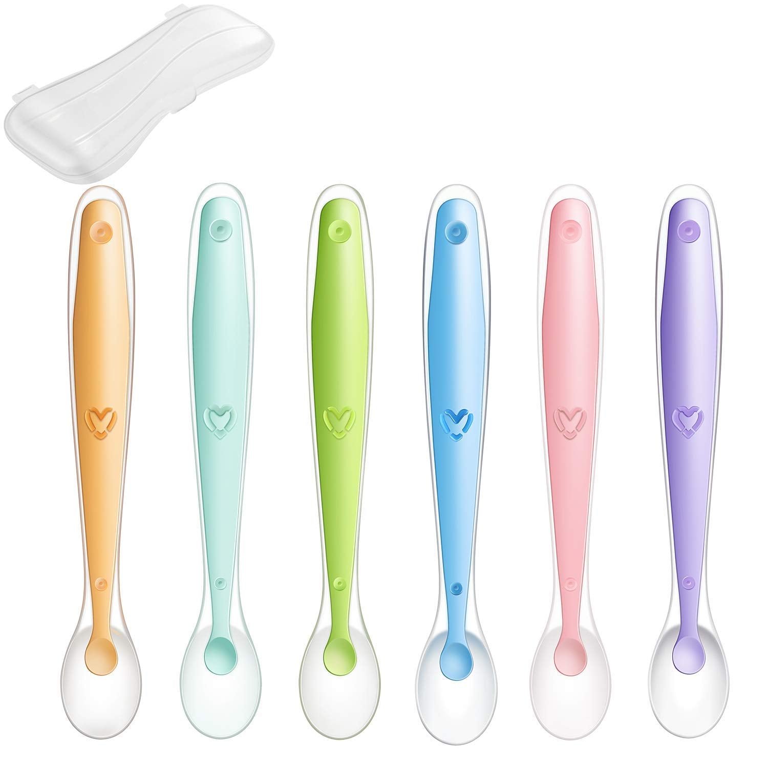 Cucharas Suaves de Silicona PandaEar Azules, sin BPA, para Entrenamiento de Alimentación de Bebés y Niños, Paquete de 6
