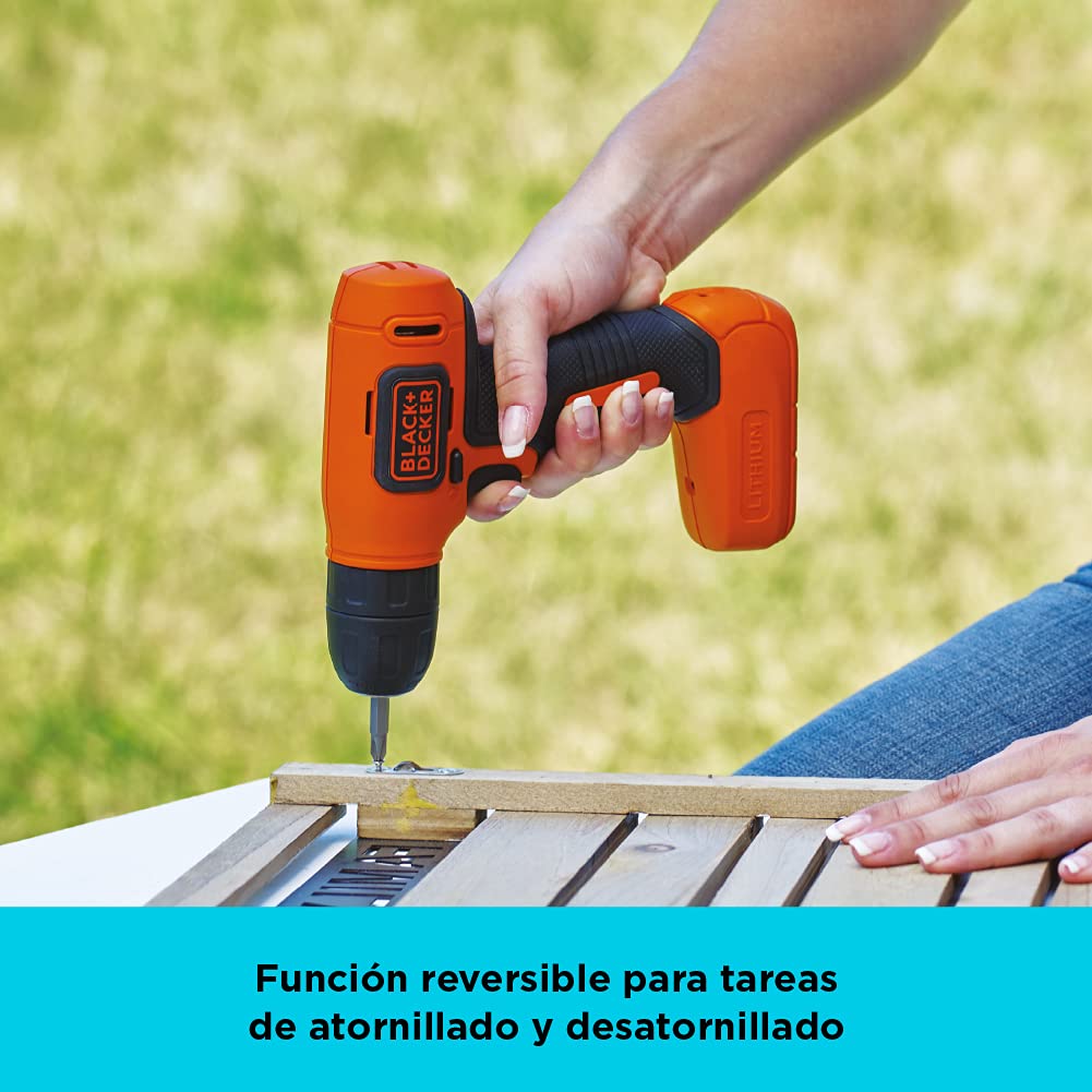 BLACK+DECKER Taladro Atornillador 3/8" (10mm), 8V, 400Rpm, LD008