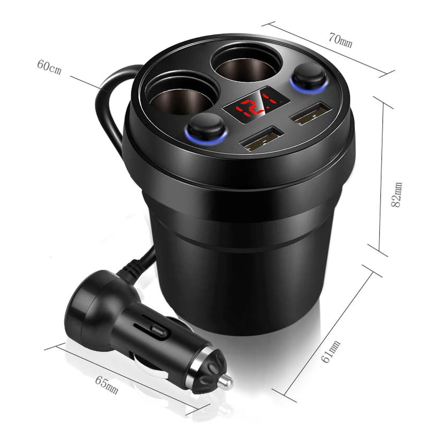GOTOTOP Cargador de Teléfono para Automóvil de 120 W, Cargador de Automóvil Doble USB con Orificio para Encendedor de Cigarrillos, Monitoreo de Voltaje en Tiempo Real, TecnologíA de