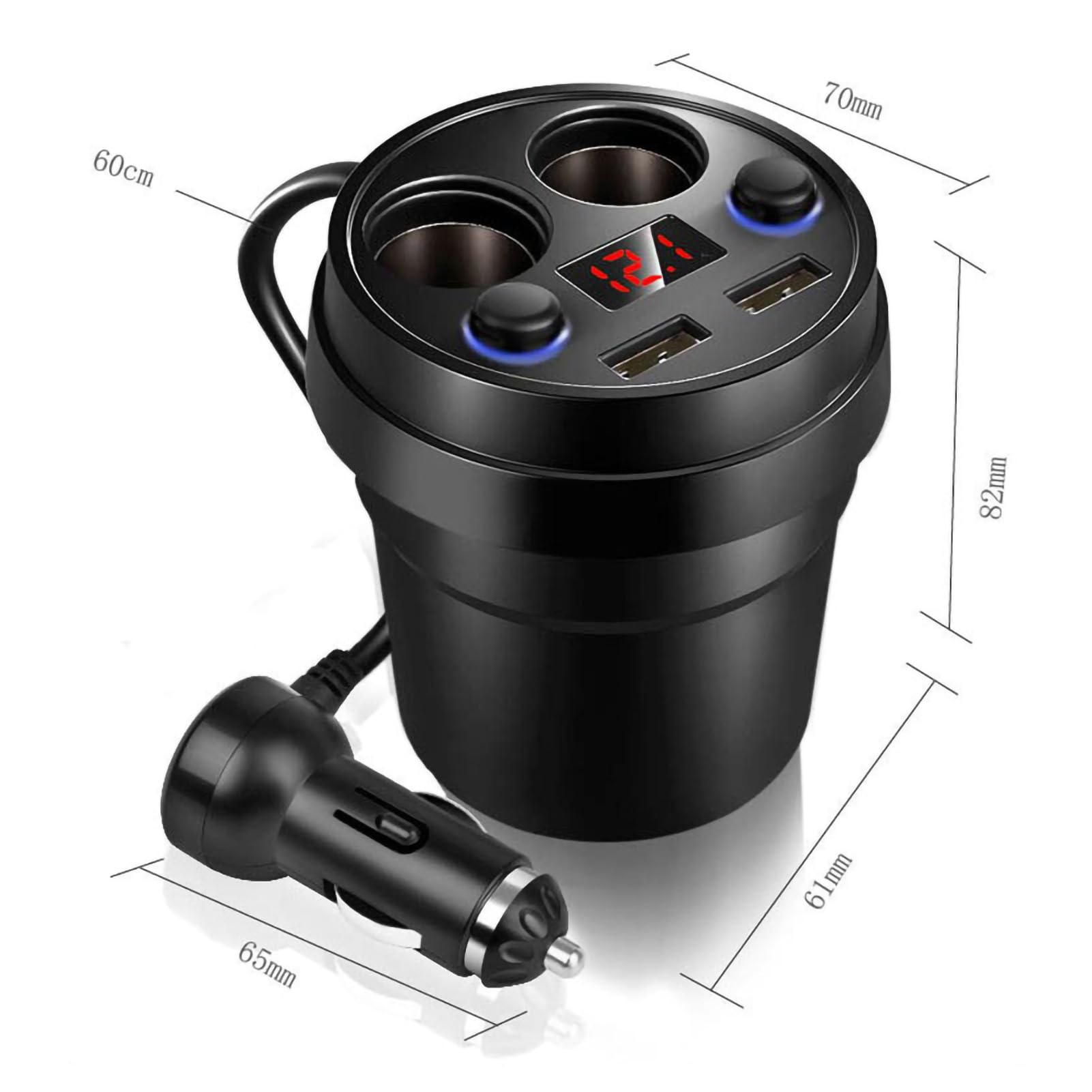 GOTOTOP Cargador de Teléfono para Automóvil de 120 W, Cargador de Automóvil Doble USB con Orificio para Encendedor de Cigarrillos, Monitoreo de Voltaje en Tiempo Real, TecnologíA de