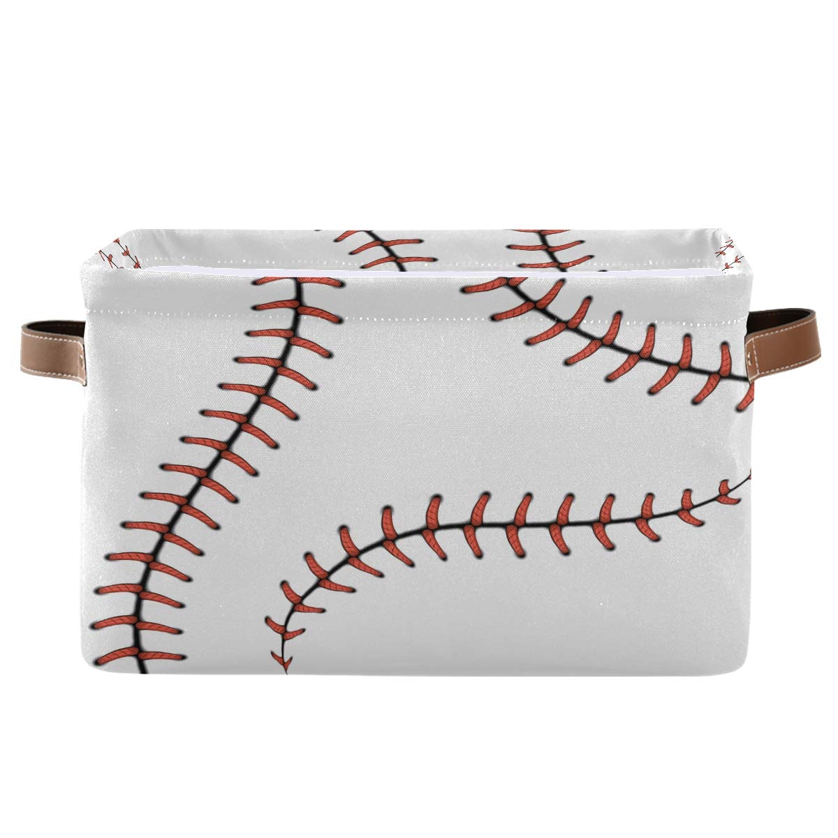 Cesta de almacenamiento con puntadas de béisbol, bolsa de almacenamiento de bolas, de softball, grande, caja de almacenamiento de juguetes, con asas, plegable, estante de armario, cesta organizadora de tela para guardería y dormitorio