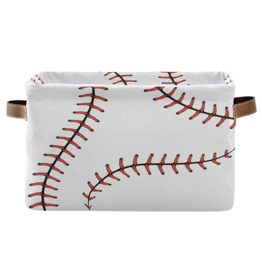 Cesta de almacenamiento con puntadas de béisbol, bolsa de almacenamiento de bolas, de softball, grande, caja de almacenamiento de juguetes, con asas, plegable, estante de armario, cesta organizadora de tela para guardería y dormitorio