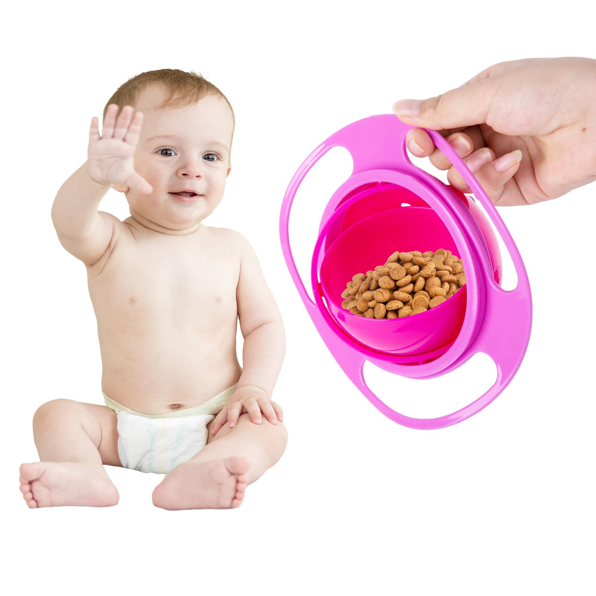 Berry President Tazón Mágico Giratorio De 360 Grados, Resistente A Derrames, con Tapa, para Bebés Y Niños Pequeños.