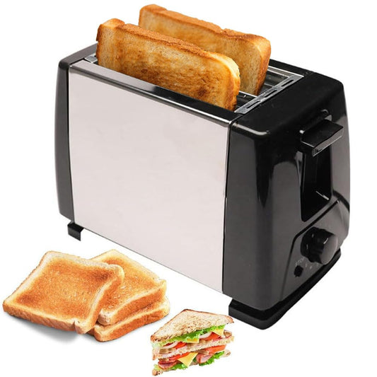 Tostador de Pan Calentadora de Acero Inoxidable - Tostadora Compacto de Pan con Bandeja de Migas Extraíble, Uesta 2 Rebanadas, 6 Configuraciones, 650W Potencia, para Recalentar y Descongelar