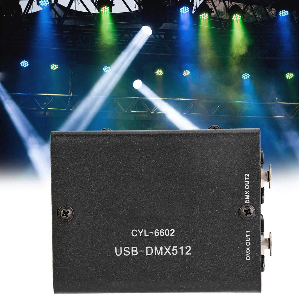 Jimfoty DMX DJ Light Controller, DMX 512 Stage USB Lighting Interface Controller Adaptador DMX para Party Pub Night Club DJ KTV