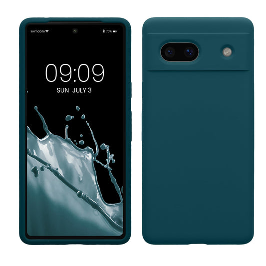 kwmobile Carcasa Compatible con Google Pixel 7a Funda - Case TPU y Silicona antigolpes - Apto Carga inalámbrica - petróleo Mate