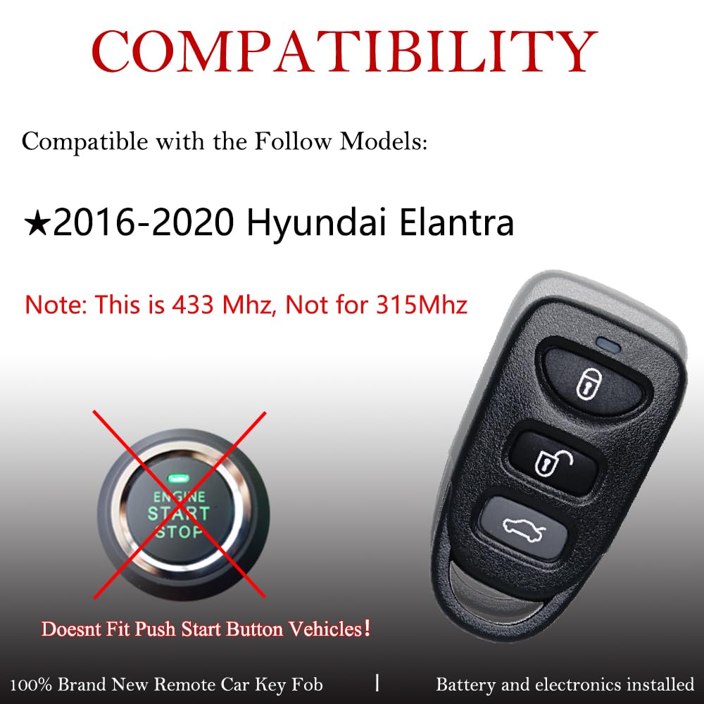 MechanMagic - Llave de repuesto para mando a distancia Hyundai Elantra OSLOKA-423T de entrada sin llave 95430-F2300 433MHz