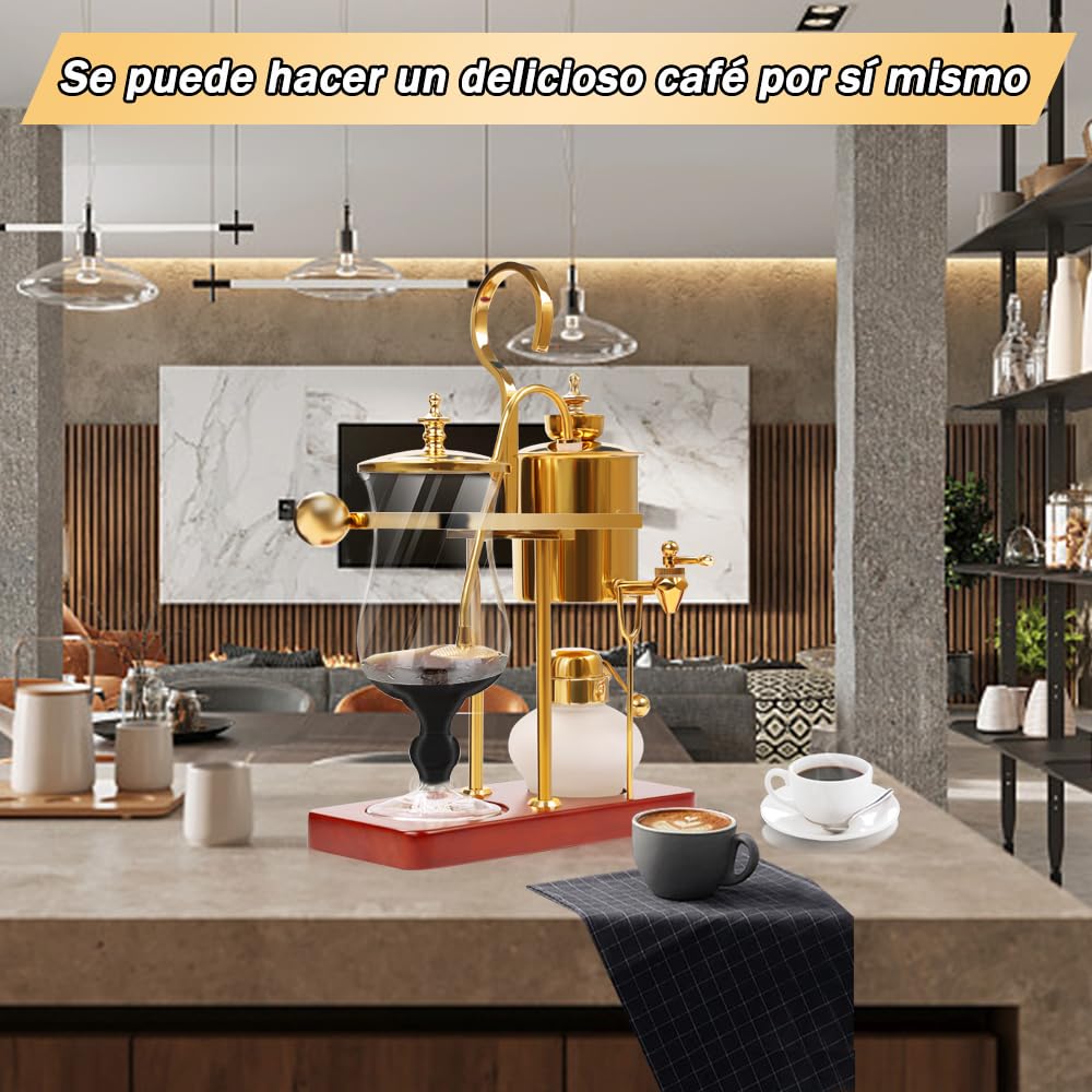 Gopnaty Sifón de Lujo para Café y té Belga, Sifón de Equilibrio Familiar Belga, Cafetera de Sifón con Manual de Lujo, Cafetera de Sifón Belga, Juego de Cafetera de Sifón Belga