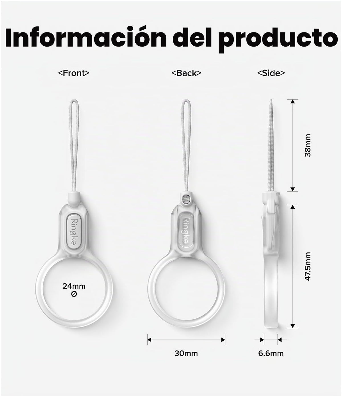 Correa Universal Ligera Ringke Matte Clear con Llavero para Teléfono Móvil, Cámara, USB y Accesorios Pequeños