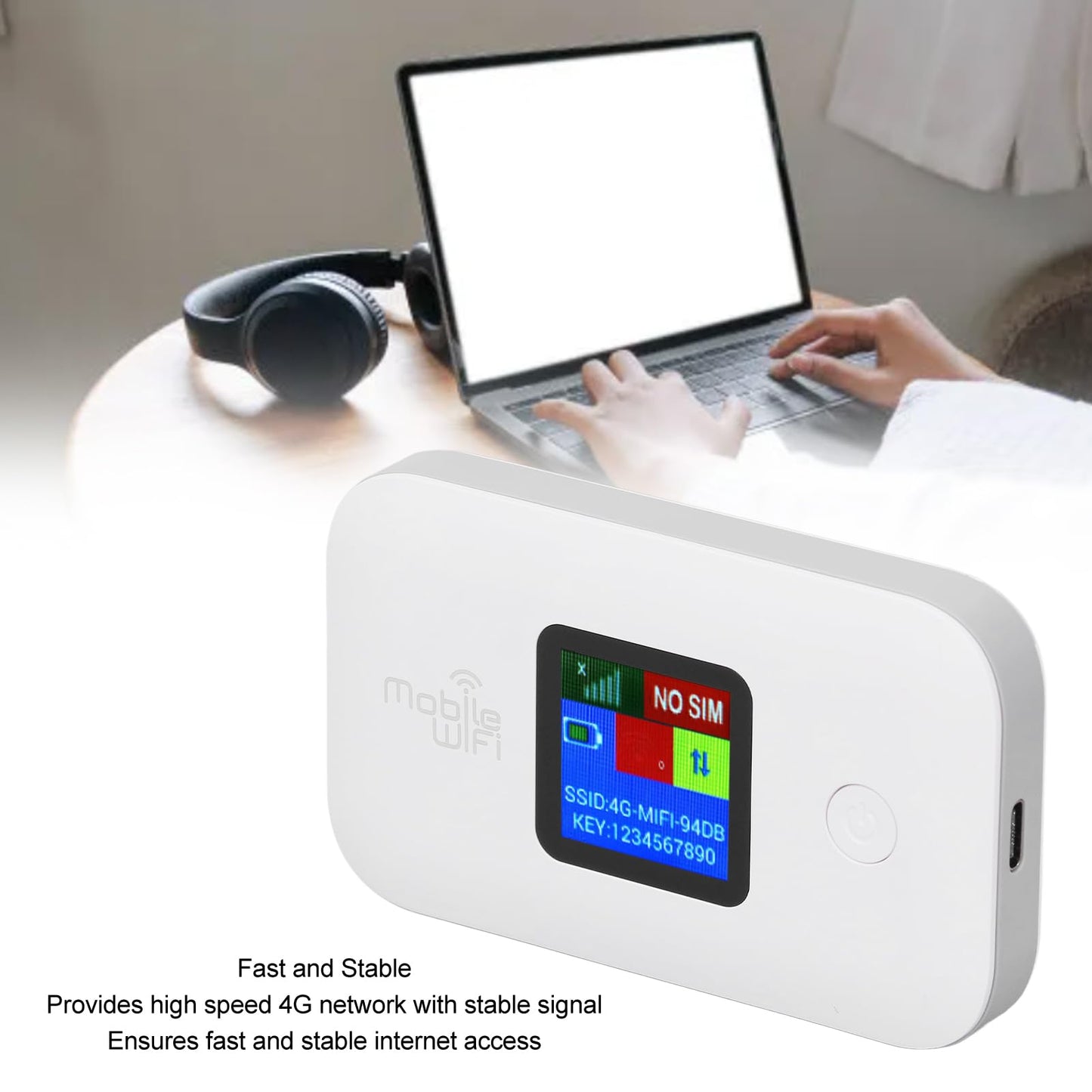 Punto de Acceso MiFi Móvil WiFi Portátil 4G 300Mbps Compatible con 10 Usuarios con Ranura para Tarjeta SIM
