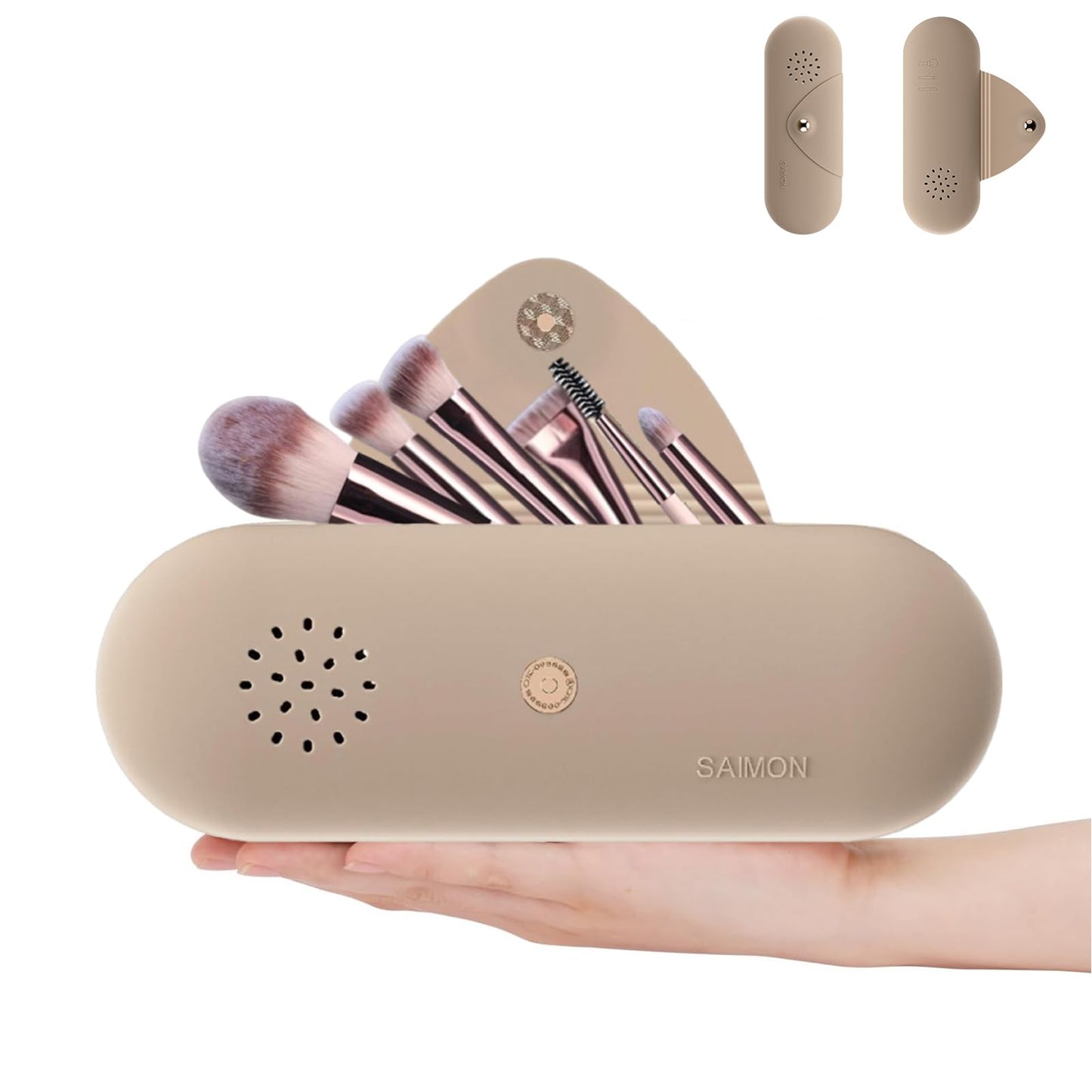 Funda para Brochas de Maquillaje,Bolsa de Maquillaje de Silicona, Caqui