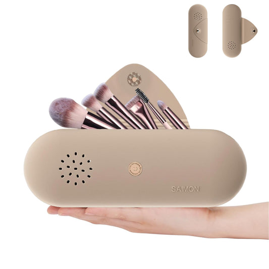 Funda para Brochas de Maquillaje,Bolsa de Maquillaje de Silicona, Caqui