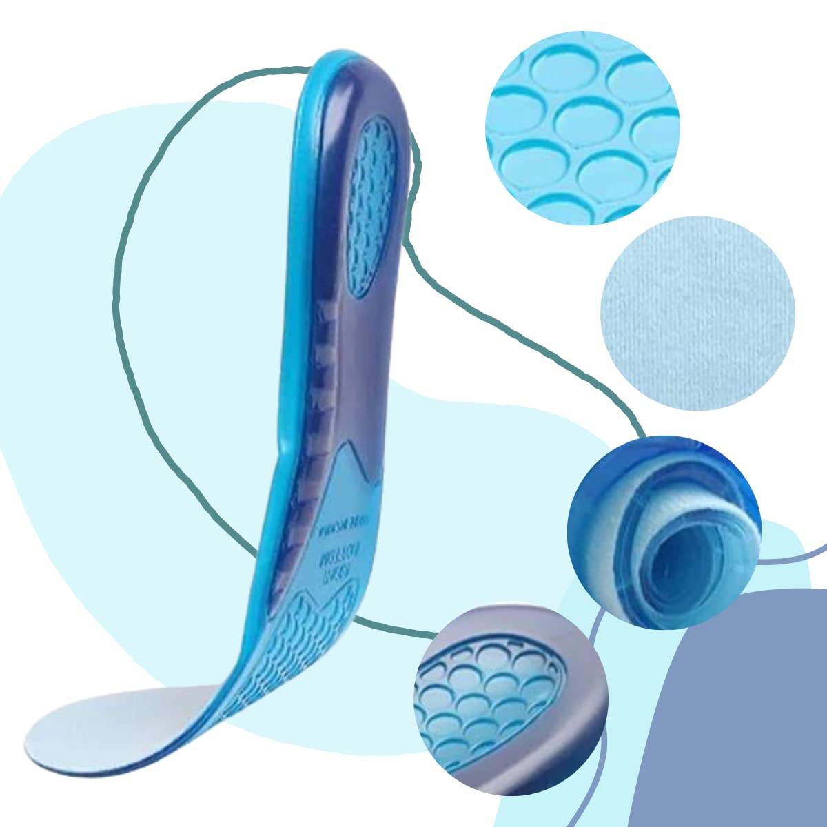 Plantilla Ortopédica Gel Confort Ultra Anti Fatiga VERALY.MX Azul Transpirable Unisex