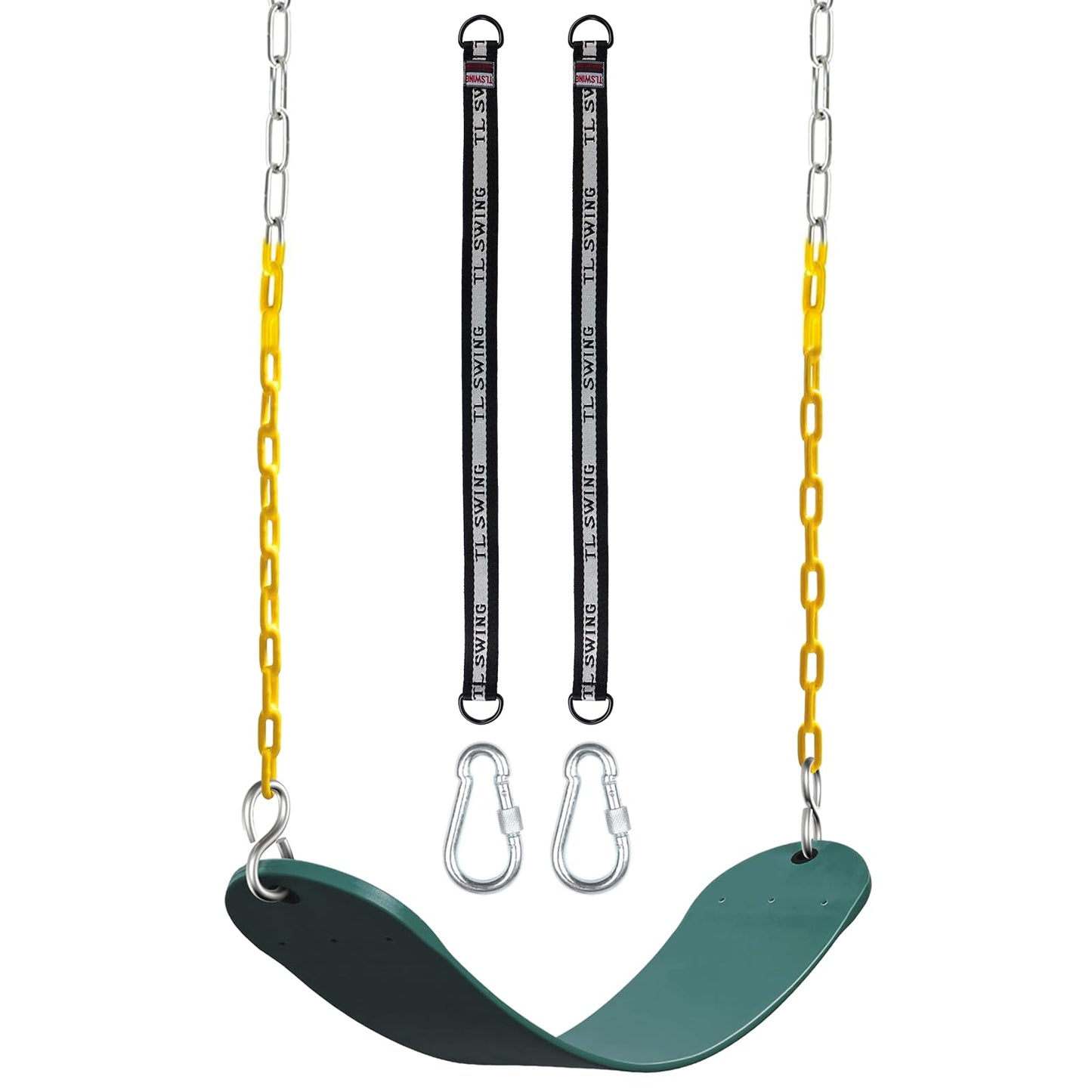 DECORLIFE - Kits de repuesto de asiento oscilante – Cadenas recubiertas resistentes para niños y adultos, soporta 350 libras, juegos de columpios totalmente ensamblados para exteriores con correas de