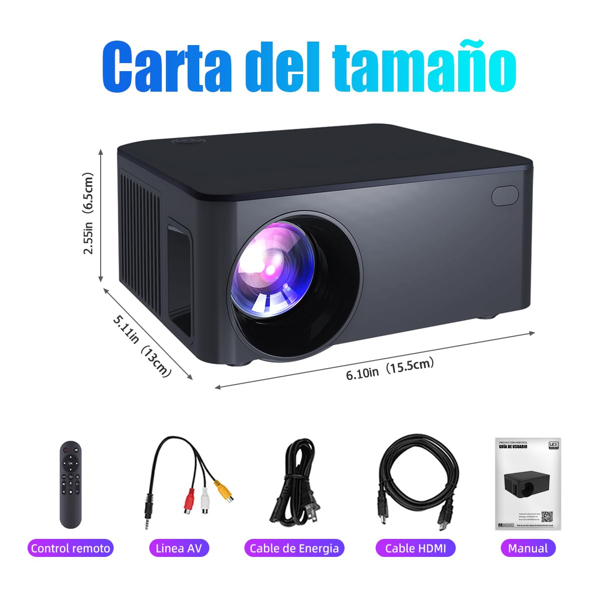 BIGVIEW Mini Proyector Profesional 720P Full HD | Soporte 4K 5000 Lúmenes | Android 10.0 Smart TV | Bluetooth 6.0/WiFi6 | Portátil para Cine en Casa y Oficina