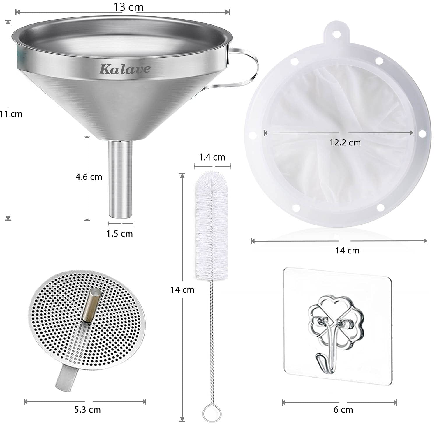 Embudo de Acero Inoxidable vorpower de 5 Pulgadas con Filtro de Malla para Cocina
