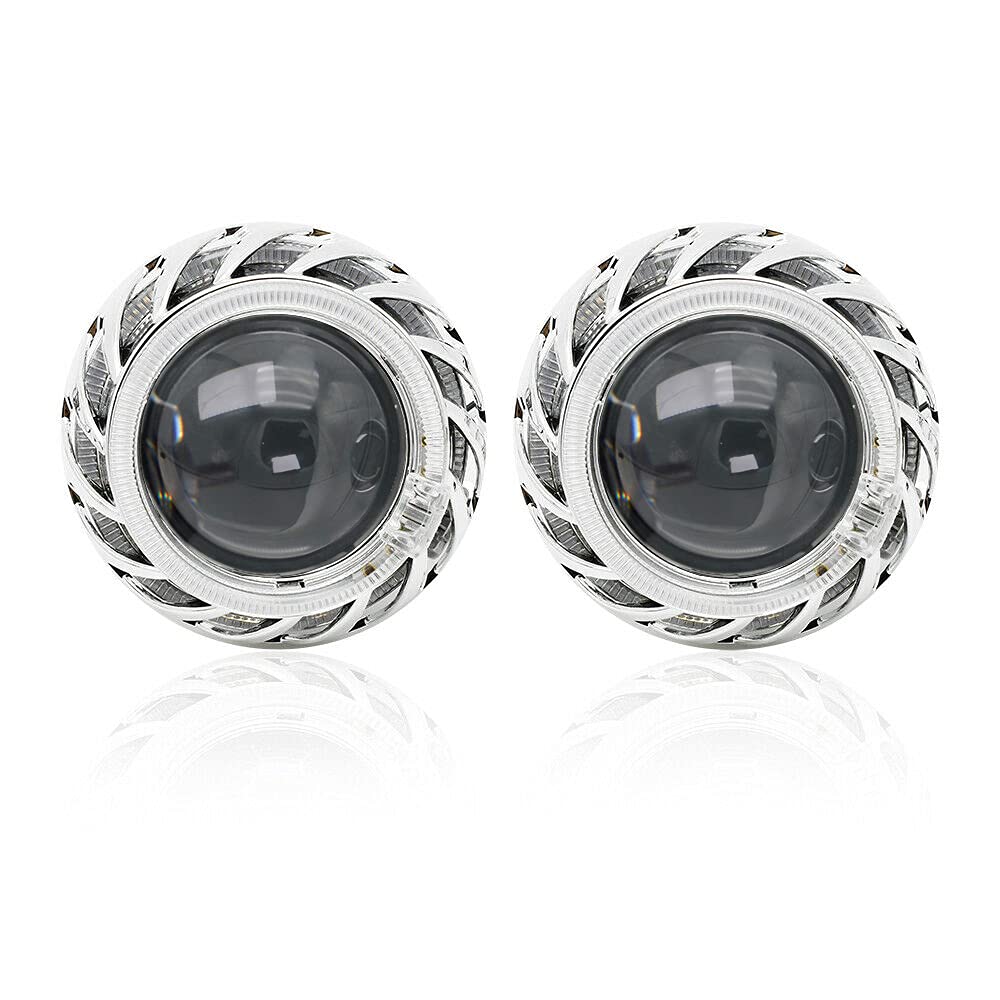 Lente de Proyector Bixenón YUFANYA Blanco y Rojo con Cubiertas para Retrofit de Motocicleta