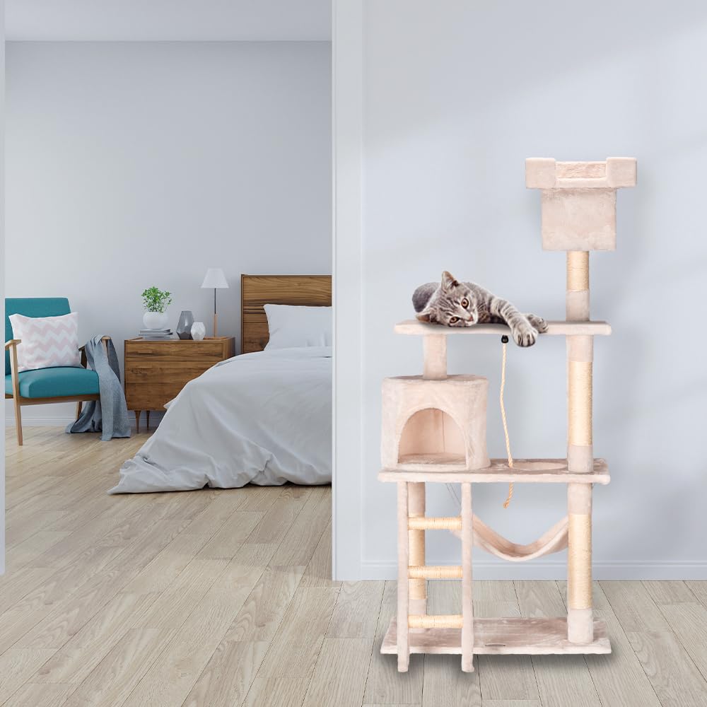 Fancy Pets Mueble/Rasador con Casa, Túnel y Mecedora de 141 Centímetros
