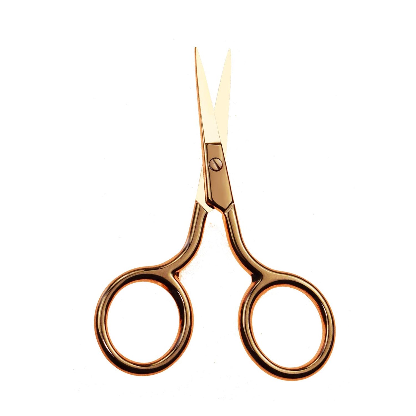 Motanar Tijeras de pelo facial, curvadas y redondeadas, tijeras para el pelo facial, nariz, pelo, cejas, barba, pestañas, orejas y bigote recortador, Gold-Straight Point, Mediano