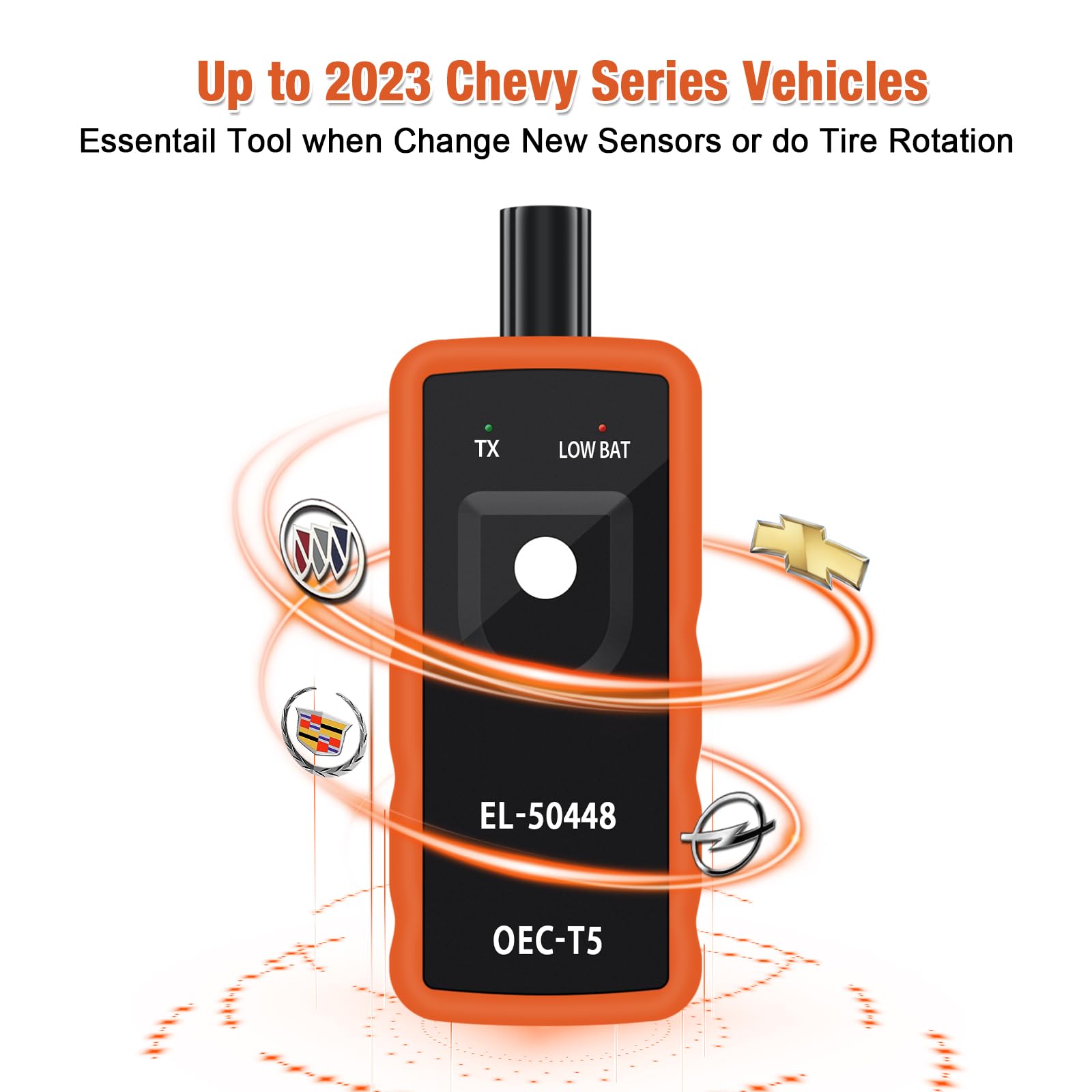 JDIAG EL-50448 TPMS - Herramienta de reinicio para auto monitor de presión de neumáticos, sistema de activación de sensores, herramienta de reinicio TPMS OEC-T5 para vehículos de la serie Buick/Chevy