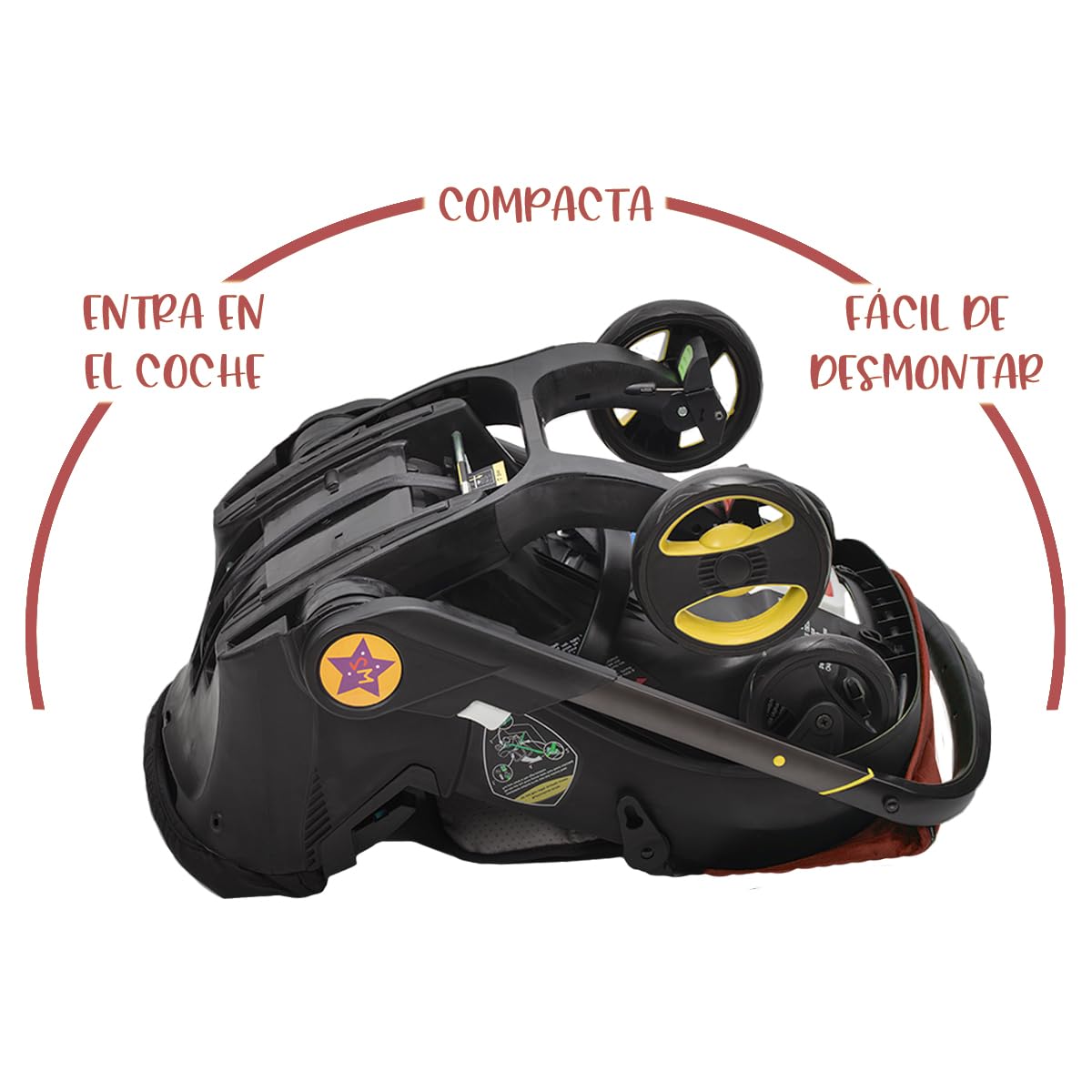 Carriola Plegable 3 en 1 Convertible FlexiTraveller | Carriola Demostable Asiento De Bebe Para Carro | Multifuncional Portatil, Ligera Y Compacta (Rojo)