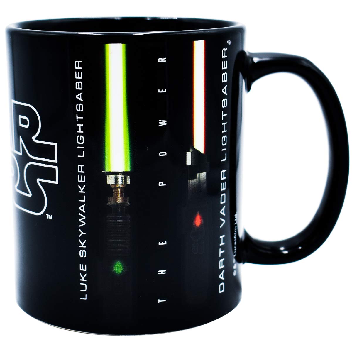 Fun Kids 1738-99 Tarro de Cerámica que brilla en la Obscuridad Star Wars- Darth Vader Luke Skywalker de Cerámica 320 mililitros Altura 11 cm x Diámetro de la boca 8 cm 1 Taza Negra