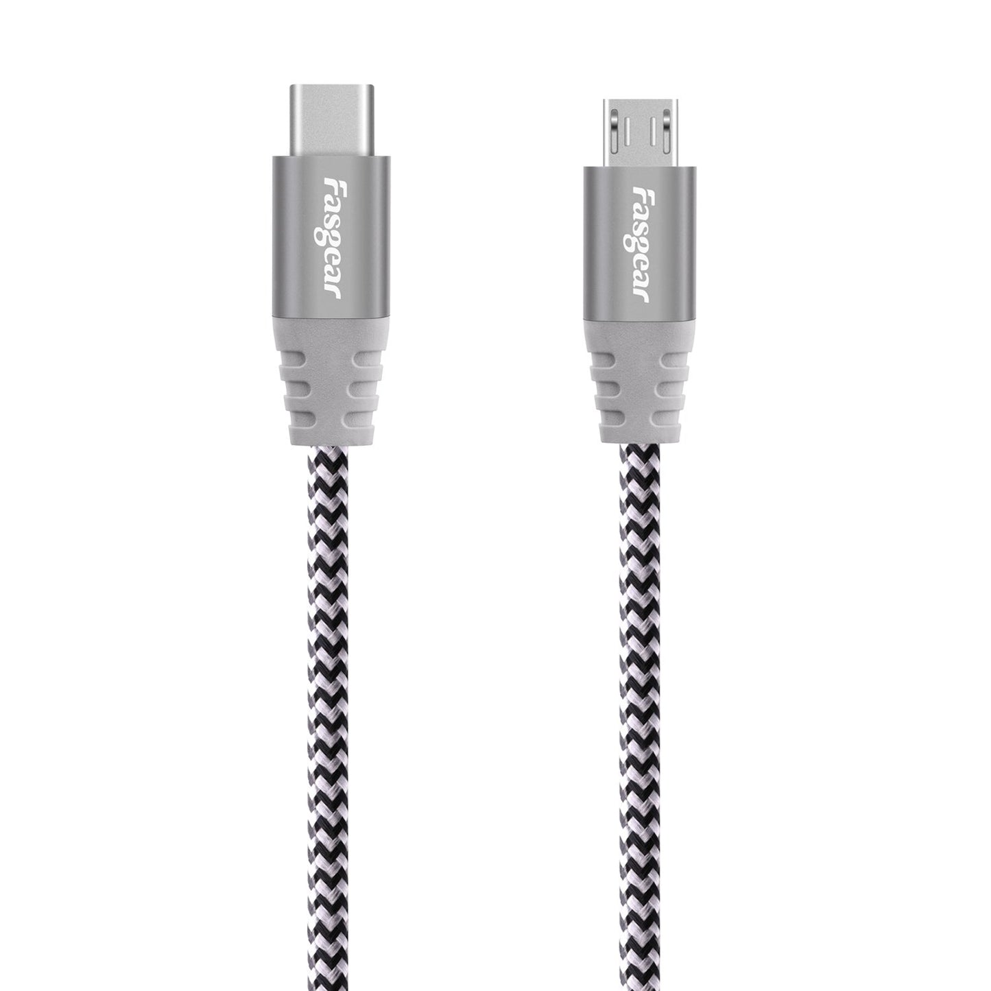 Cable USB C a Micro USB Fasgear Gris de Nailon Trenzado 1 m Compatible con Galaxy S7/S6 y HTC One