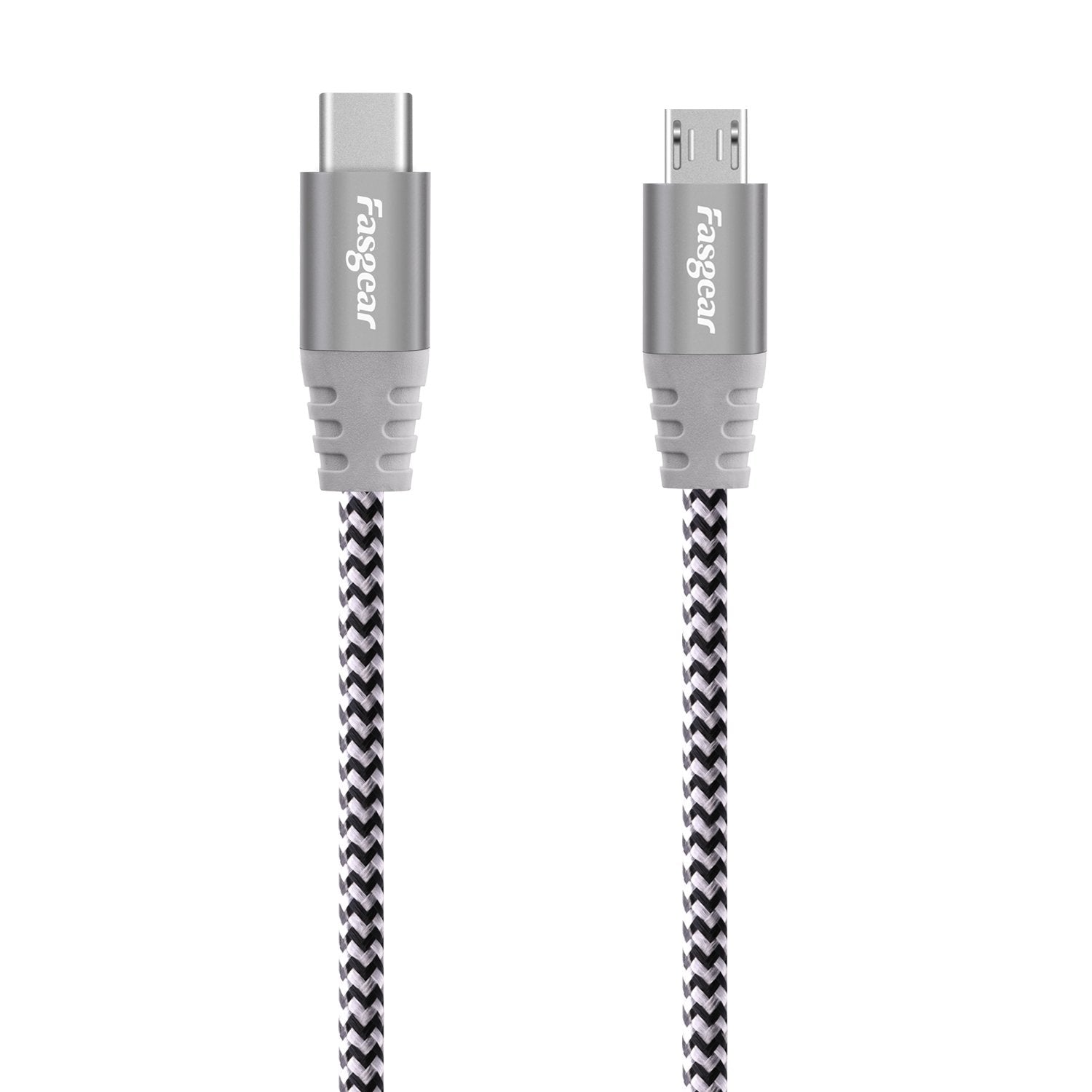 Cable USB C a Micro USB Fasgear Gris de Nailon Trenzado 1 m Compatible con Galaxy S7/S6 y HTC One