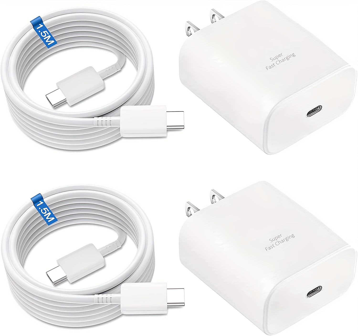Lifedance 2 Piezas Cargador Tipo C, Cargador 45W Carga Rápida, para Galaxy S25 Ultra/S25/S24 Ultra/S24/S23 Ultra/S23/S22/S21 /Note 10/Note 20/S20, Galaxy Tab S10/S9/S8,con un Cable de 1,5mtr (Blanco)