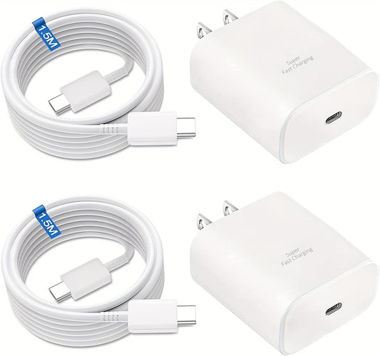 Lifedance 2 Piezas Cargador Tipo C, Cargador 45W Carga Rápida, para Galaxy S25 Ultra/S25/S24 Ultra/S24/S23 Ultra/S23/S22/S21 /Note 10/Note 20/S20, Galaxy Tab S10/S9/S8,con un Cable de 1,5mtr (Blanco)