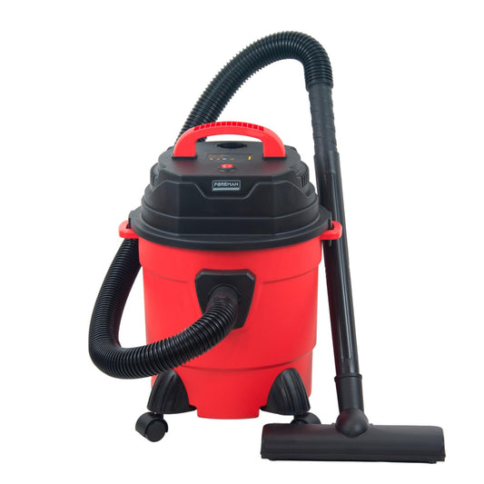 Foreman Aspiradora De Mano Industrial Capacidad 15L Sólidos y Líquidos Aspiradora Portátil para Auto | 1500W | Seco y Húmedo y Accesorios | Rojo