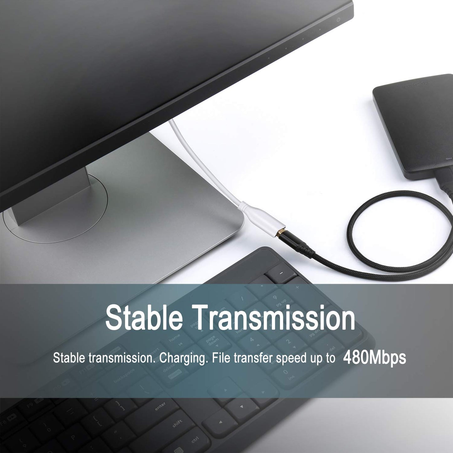 Cable de extensión USB 2.0 Fasgear de 10 pies / 3 m - Cable alargador de carga y sincronización USB macho a hembra (10 pies, blanco)