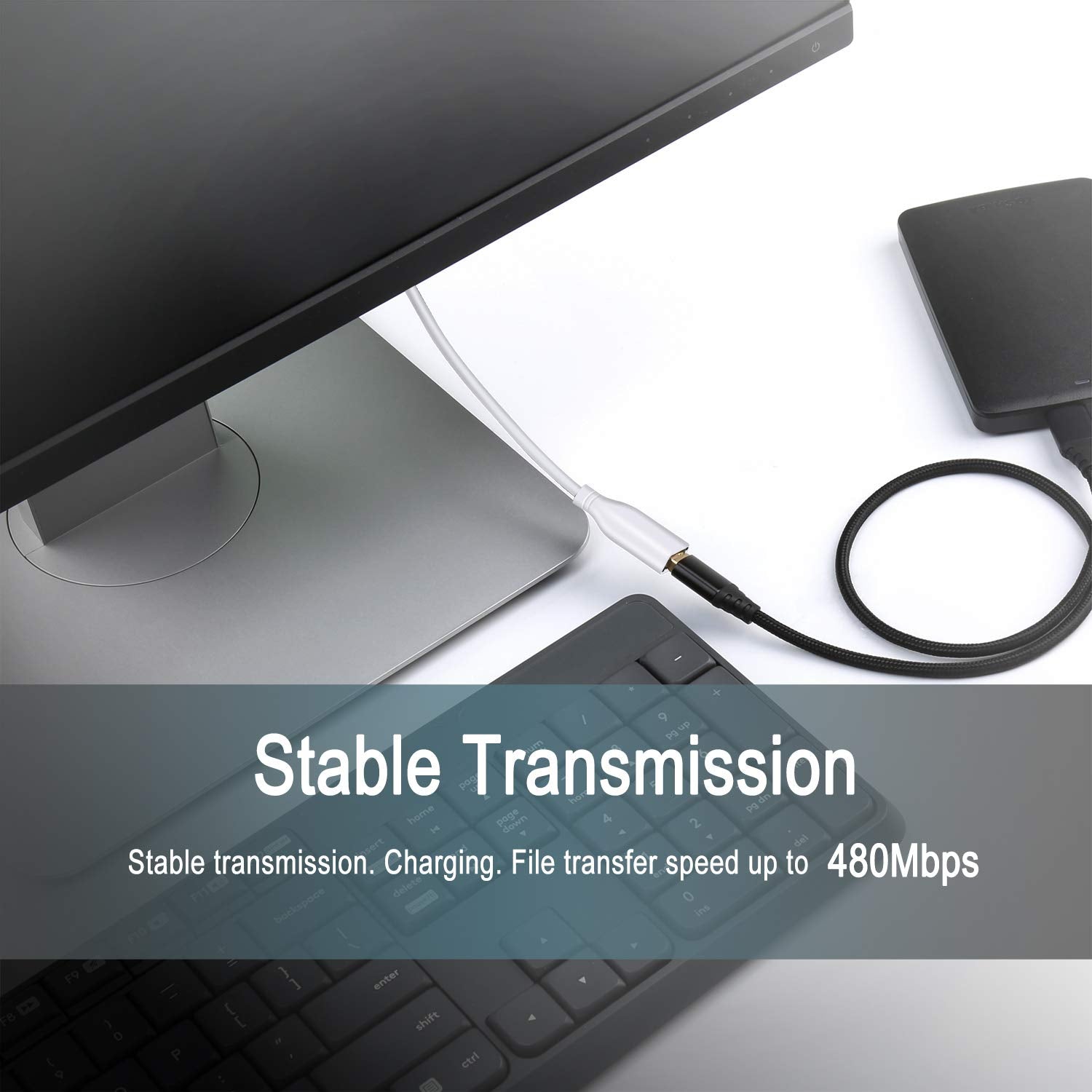 Cable de extensión USB 2.0 Fasgear de 10 pies / 3 m - Cable alargador de carga y sincronización USB macho a hembra (10 pies, blanco)