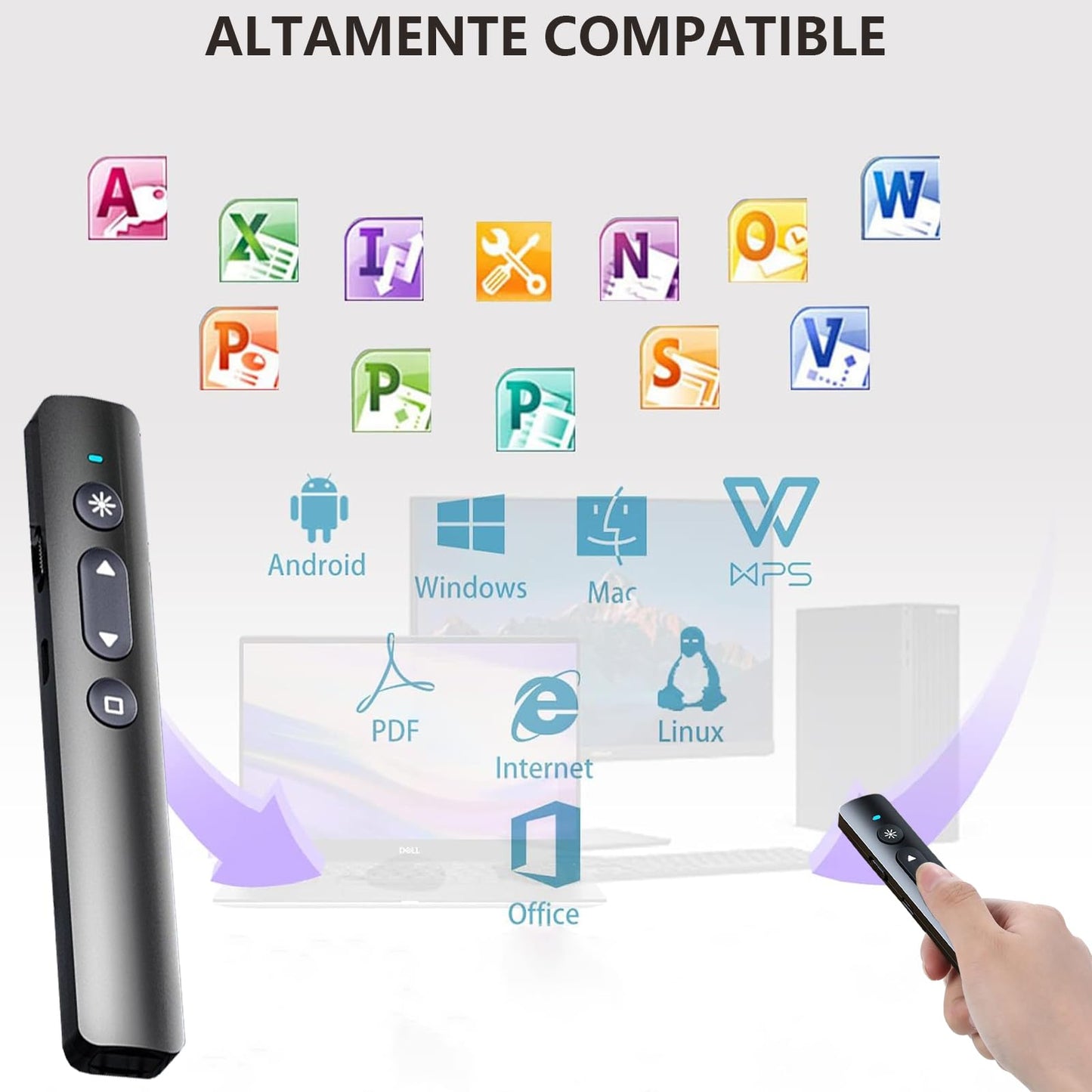 Presentador Inalámbrico USB Negro Compatible con Windows y Mac