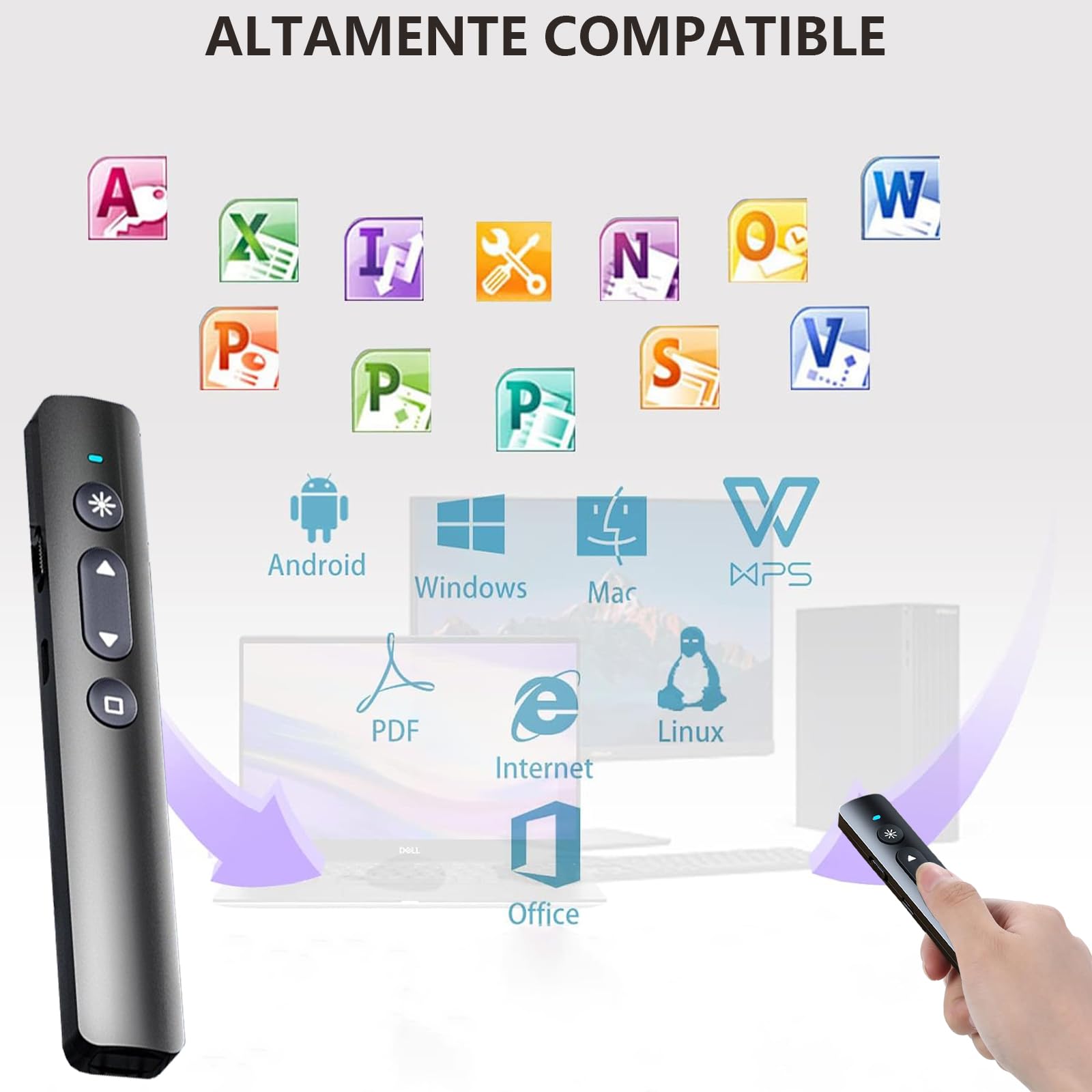 Presentador Inalámbrico USB Negro Compatible con Windows y Mac