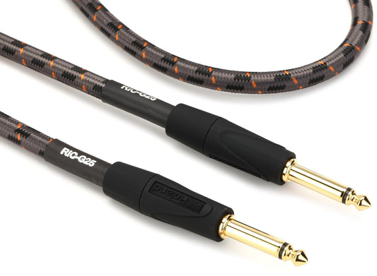 Cable Roland serie Gold instrumento 2 conectores plug TR 6.3mm chapa de oro 24K 7.5 mts.
