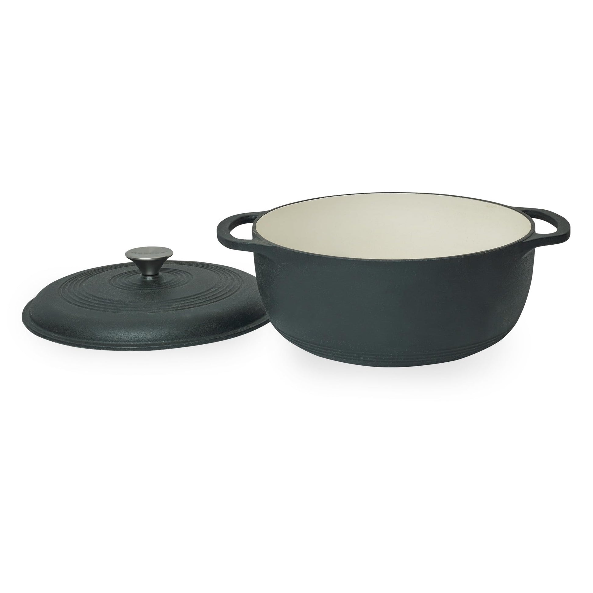 Mercer Culinary Horno holandés redondo de hierro fundido esmaltado, 6 cuartos de galón, negro mate