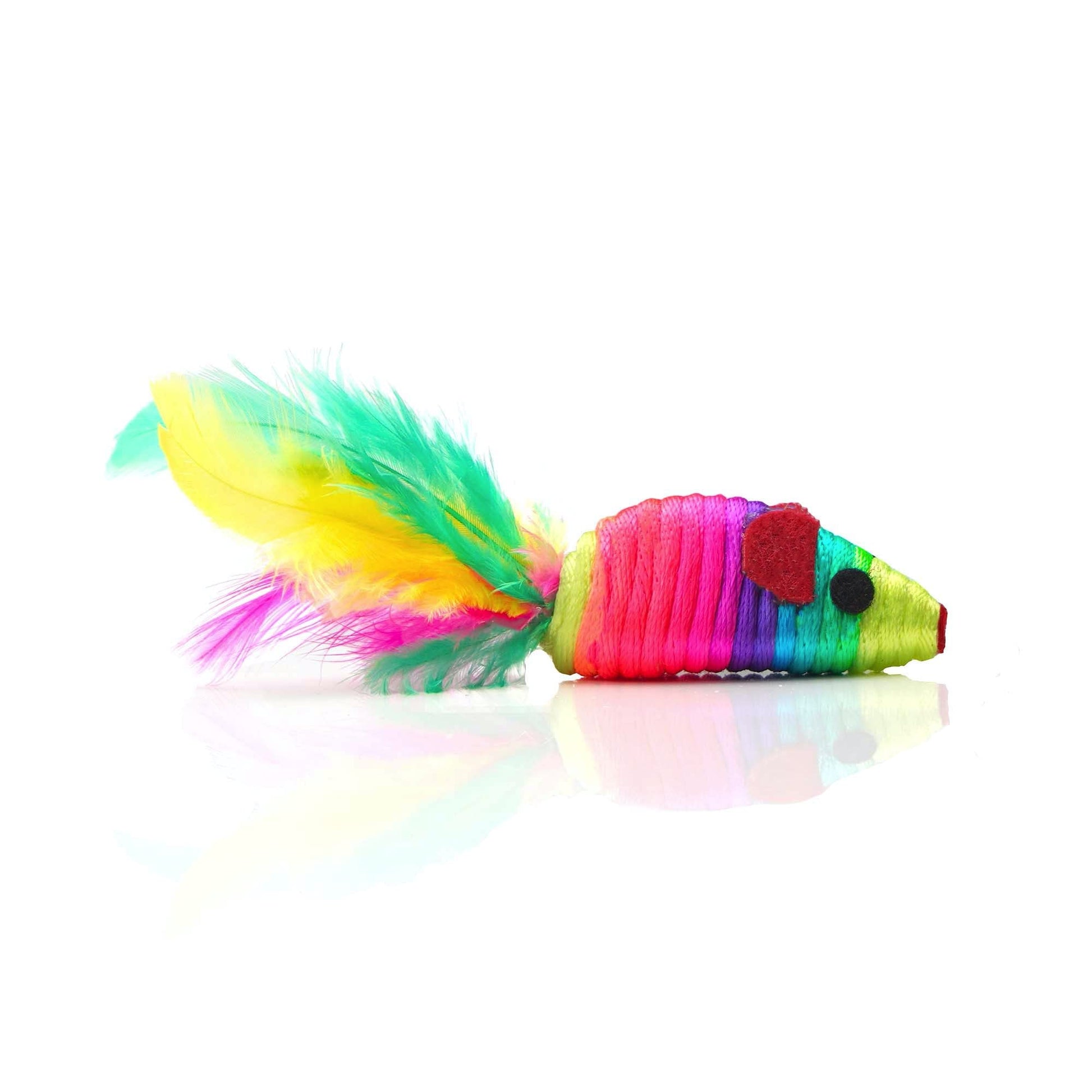 Chiwava 24 Piezas 5 "Juguete de Ratón con Pluma y Cuerda de Arco Iris para Gatitos en Varios Colores