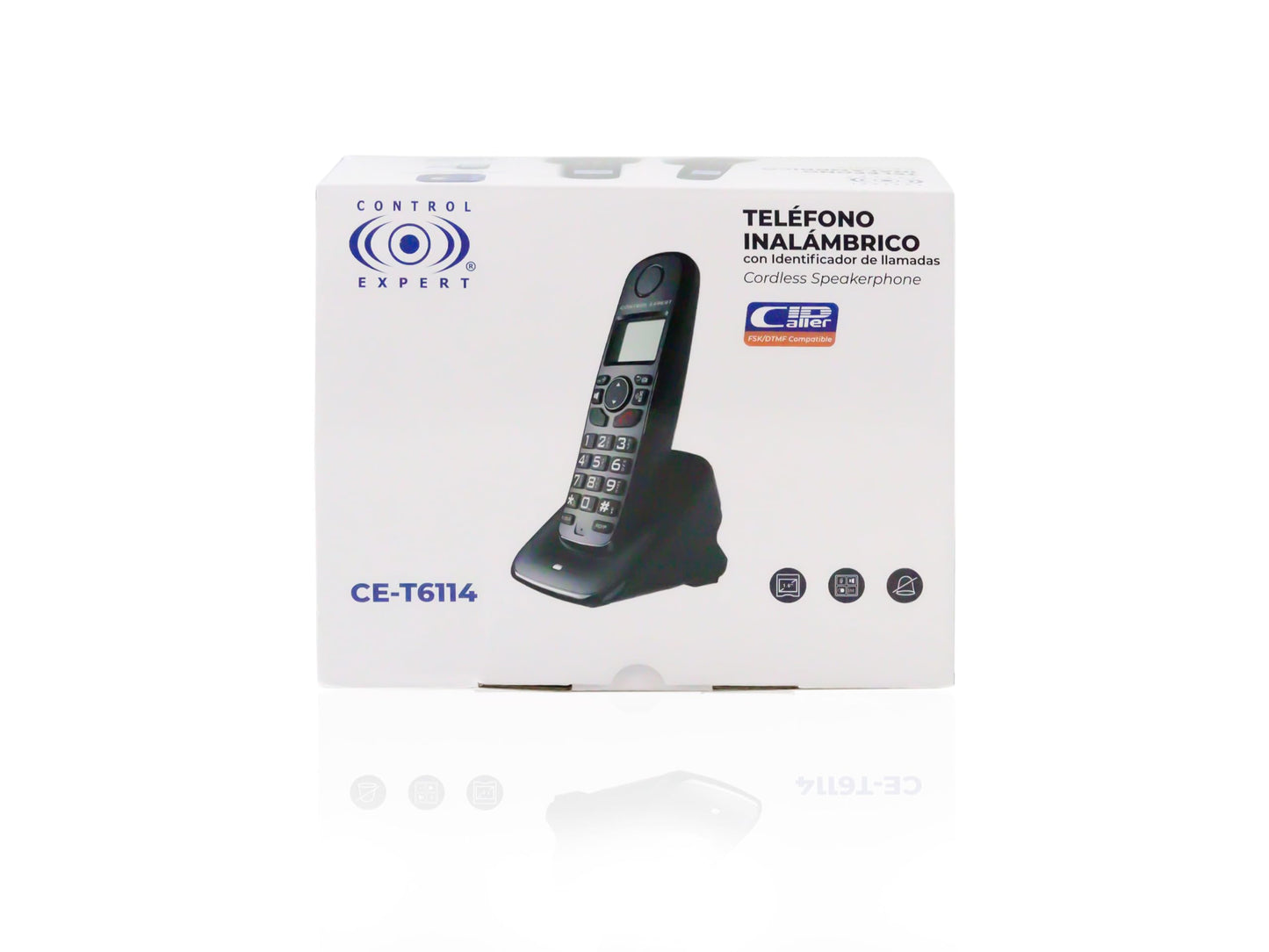 CONTROL EXPERT Teléfono Inalámbrico con Pantalla LCD – Identificador de Llamadas, 16 Idiomas, Marcación Rápida, 50 Contactos, 30 Números Entrantes, 10 Salientes, 10 Tonos y Alarma