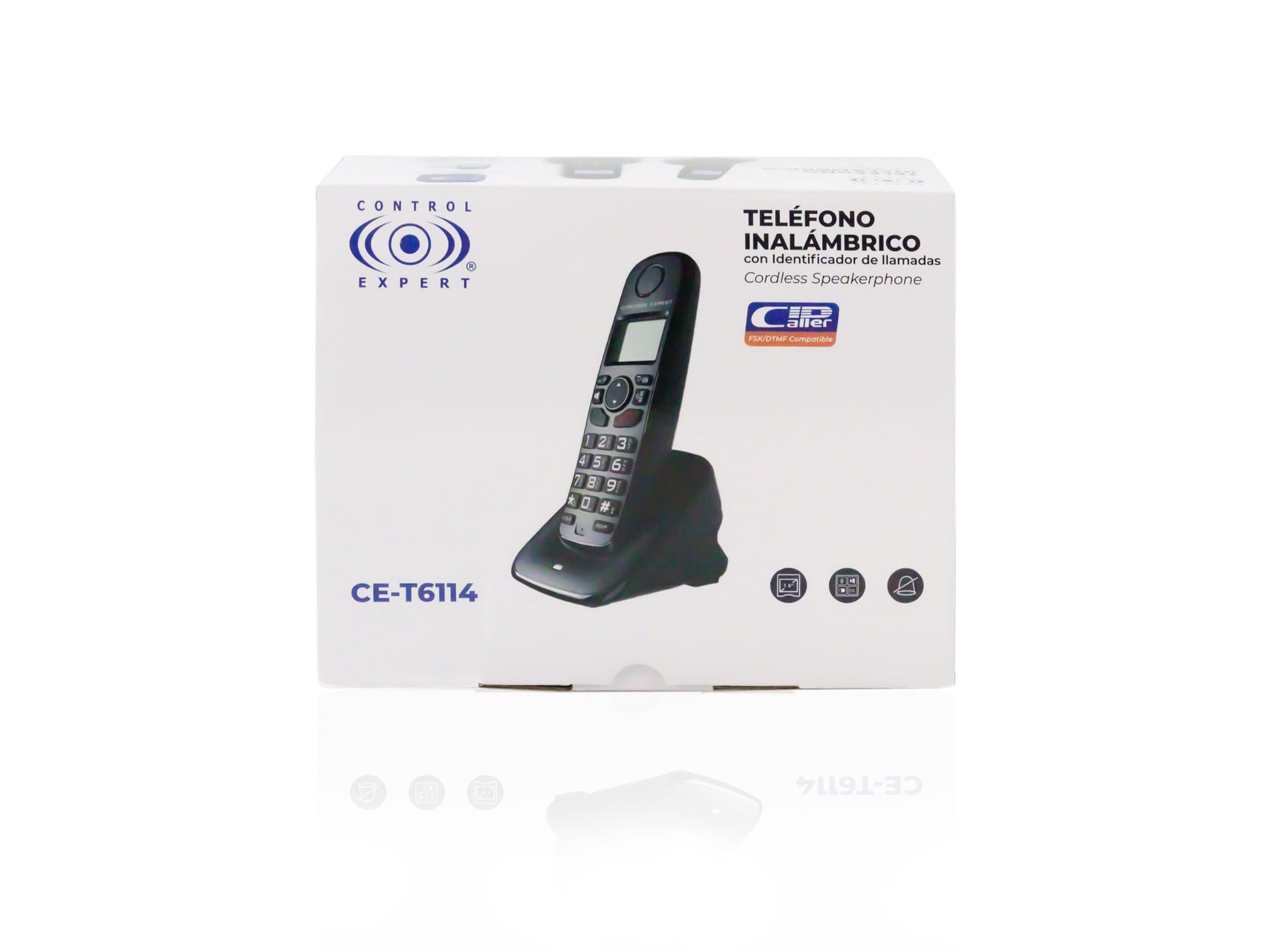 CONTROL EXPERT Teléfono Inalámbrico con Pantalla LCD – Identificador de Llamadas, 16 Idiomas, Marcación Rápida, 50 Contactos, 30 Números Entrantes, 10 Salientes, 10 Tonos y Alarma