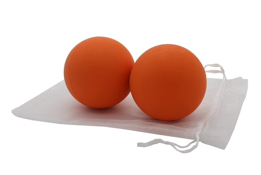 Bolas de lacrosse de masaje para liberación miofascial profunda específica, terapia de puntos de activación, nudos musculares, terapia de yoga, hombros, cuello, espalda, pie y cuerpo, muy firmes (2 unidades, naranja)