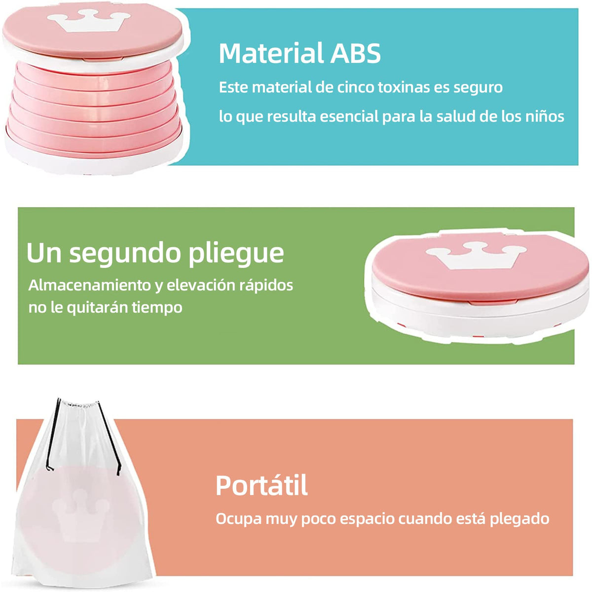 Peiono Baño Portátil para Niños, Orinal de Viaje Plegable para Ninos(rojo)