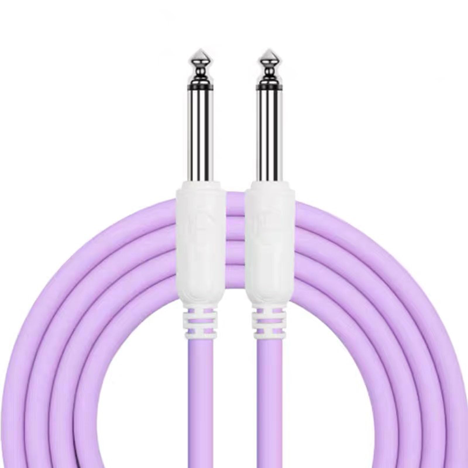 Cable de Jack Mono 6.35 mm Premium Púrpura Resistente a Interferencias para Guitarra Eléctrica, Bajo, Teclado, Mezclador y Altavoz