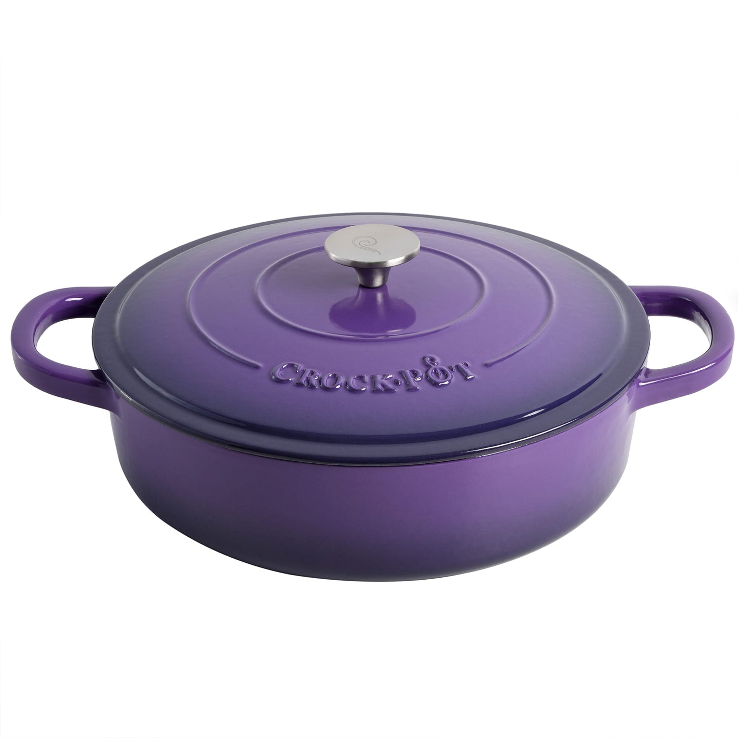 Crock-Pot - Estofador artesanal de hierro fundido esmaltado con tapa, 5 cuartos de galón, morado lavanda