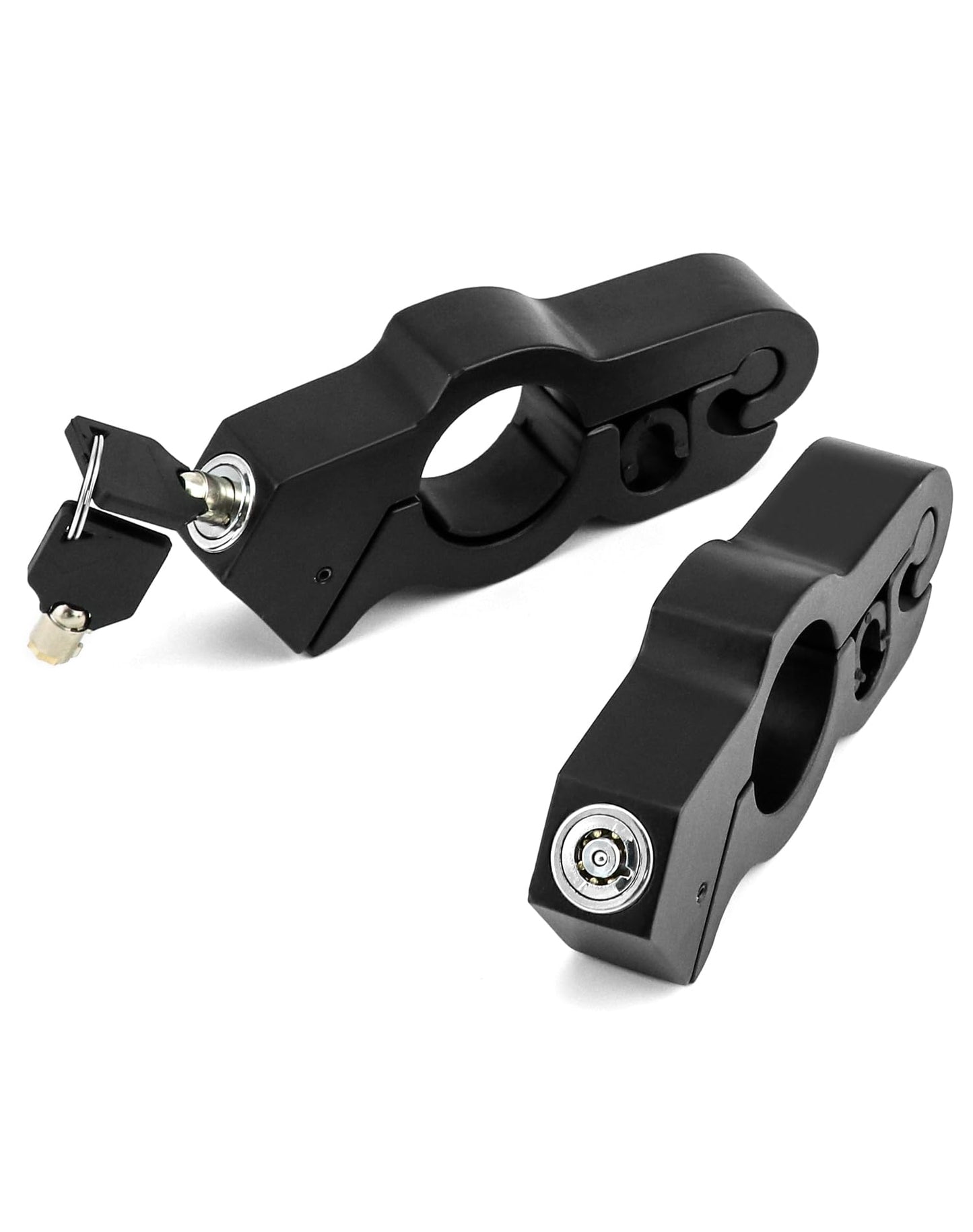 QWORK - Juego de 2 candados para motocicleta, antirrobo, ajustable, para manubrio de bicicleta, un agarre, acelerador, freno, manubrio para asegurar una bicicleta, scooter, ciclomotor o ATV, color negro