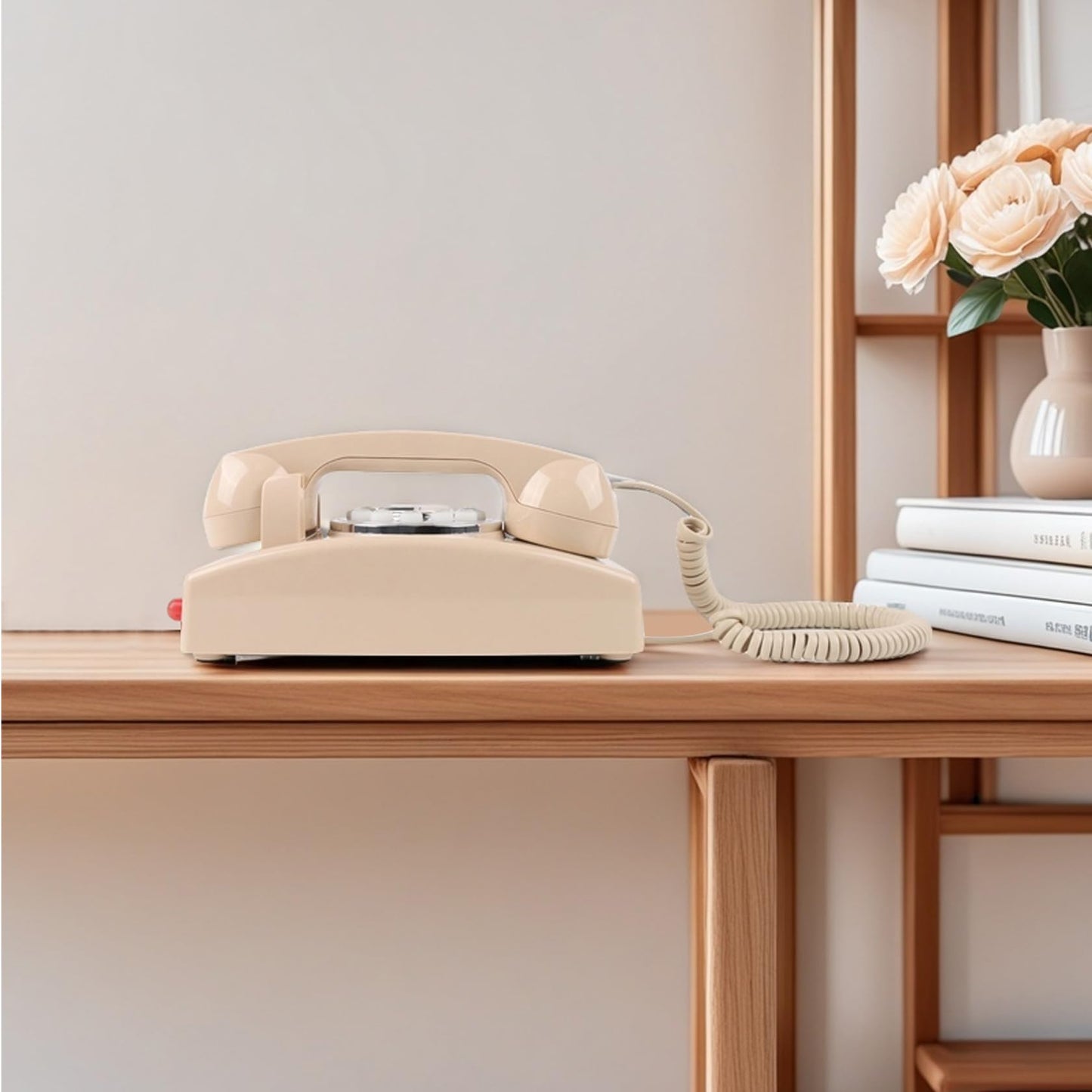 Teléfono TRIMLINE vintage con cable para el hogar, teléfono fijo fácil de montar en la pared, teclado de botones grandes para personas mayores, rellamada del último número, timbre fuerte, teléfonos de
