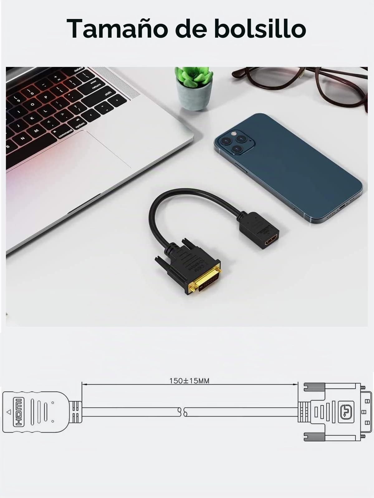 Cable HDMI a DVI CableCreation 0,15 Metros Adaptador 24+1