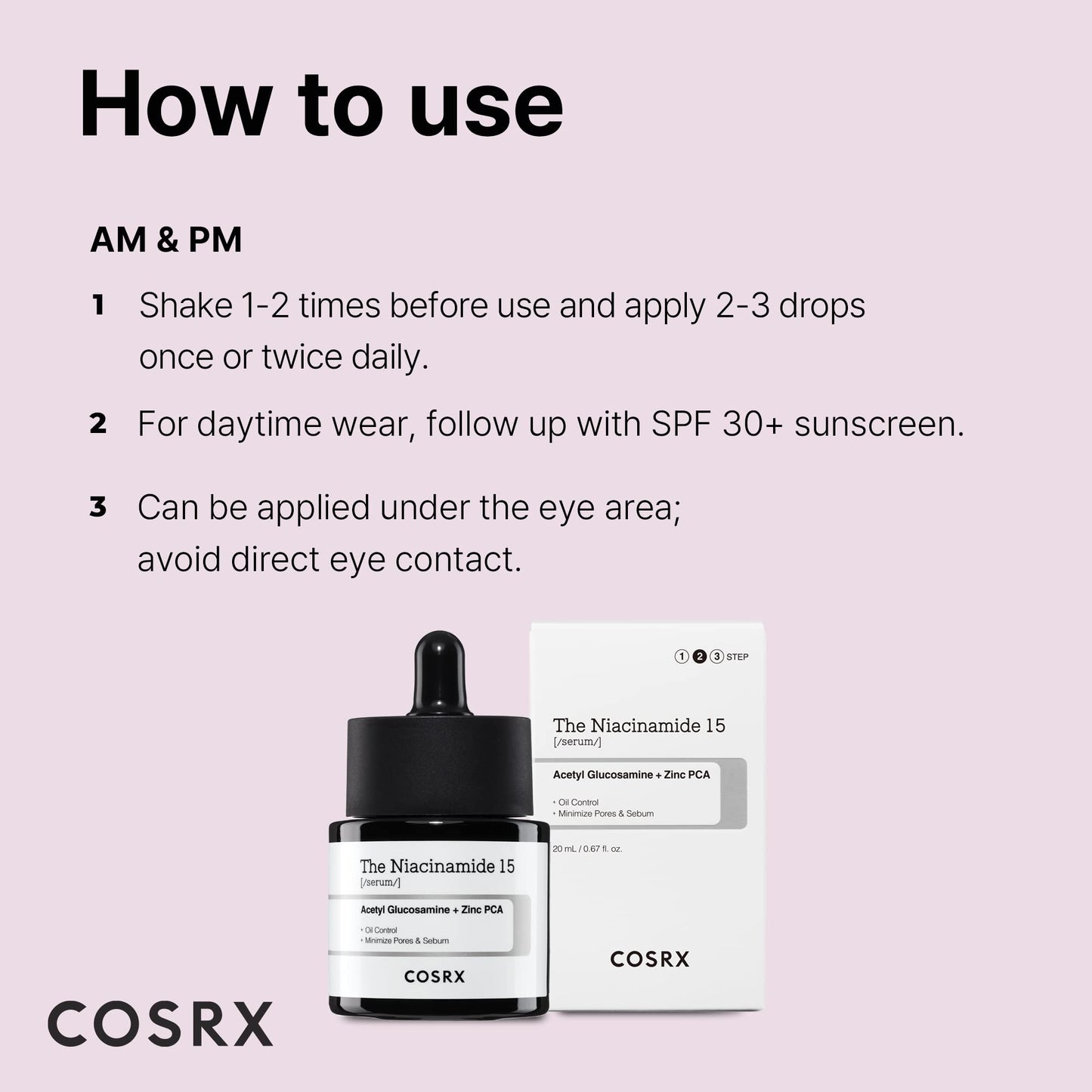 COSRX Niacinamide 15% Face Serum with Zinc 1%, Minimizing Pores & Sebums, Blemish Treatments for Discoloration, Dark Spots, Enlarged Pores, Anti-aging, 0.67 fl.oz / 20 ml, Animal Testing-Free, Artificial Fragrance-Free, Parabens-Free