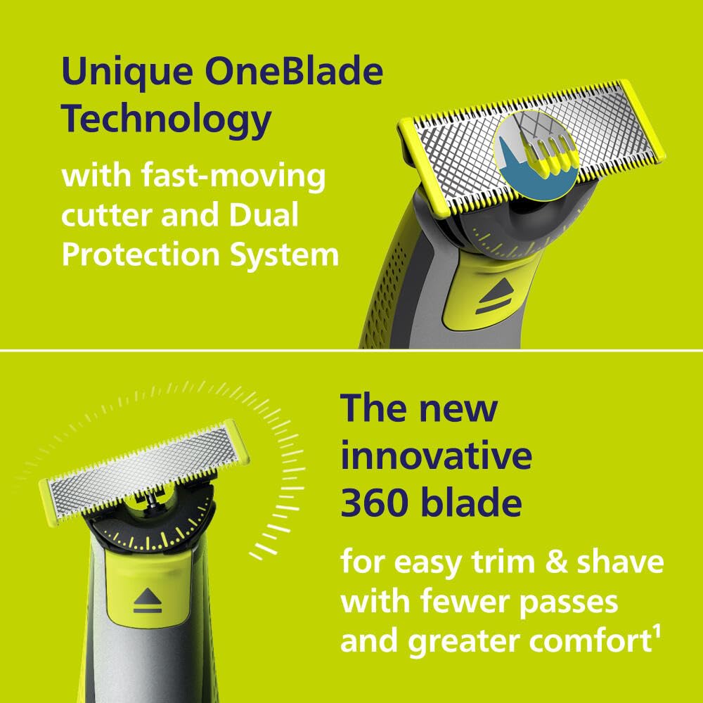 Philips Norelco OneBlade 360 Face + Body Hybrid Cortadora y afeitadora eléctrica QP2834/70