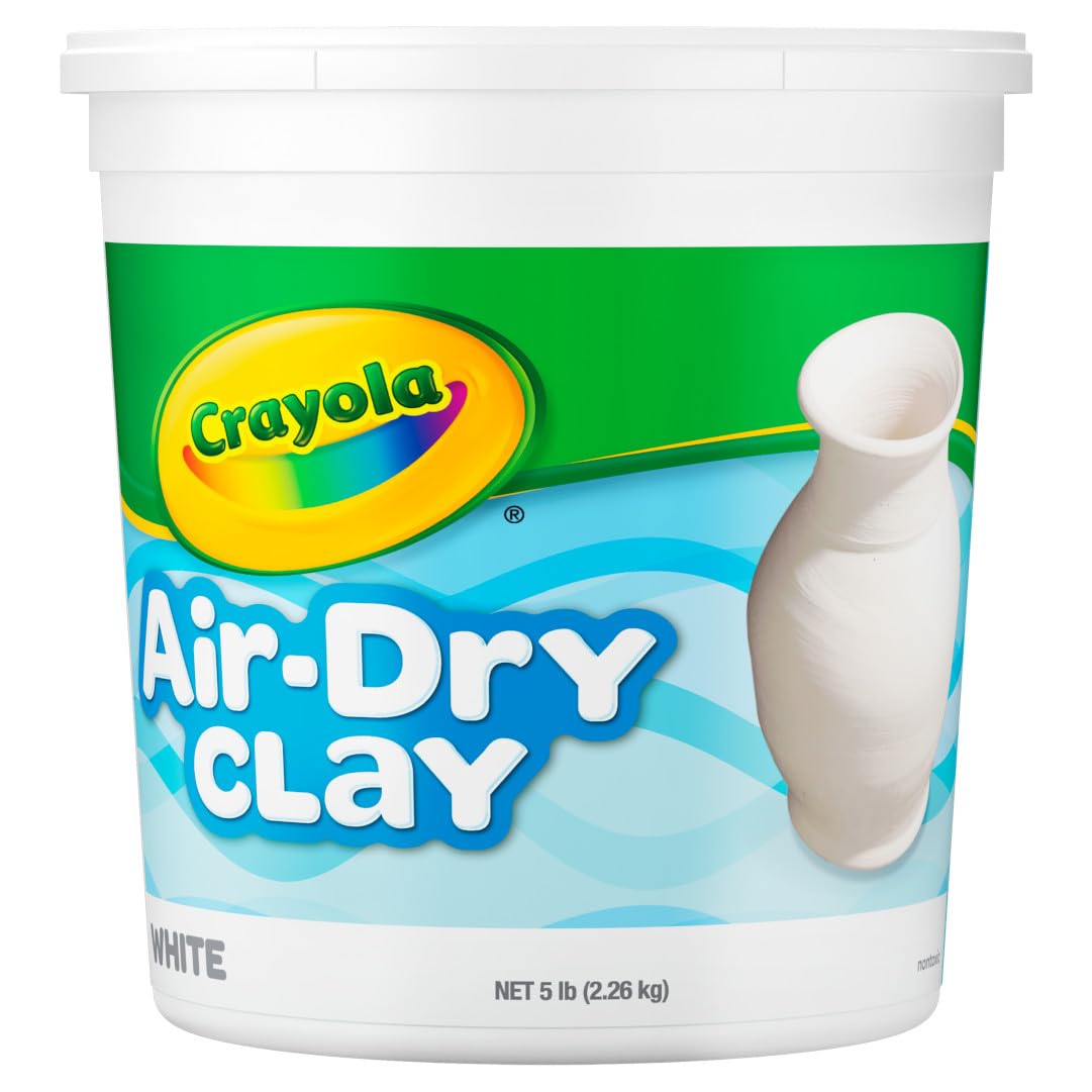 Crayola Arcilla Seca al Aire (5 Libras), Arcilla de Modelado Blanco Natural para niños, Material de Escultura, Suministros de Manualidades a Granel, artículos imprescindibles para el Aula de